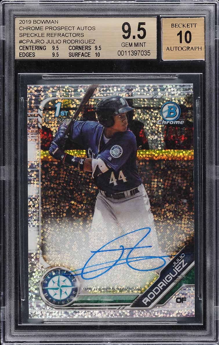 2019 Bowman Chrome Speckle Refractor Julio Rodriguez ROOKIE AUTO /299 BGS 9.5