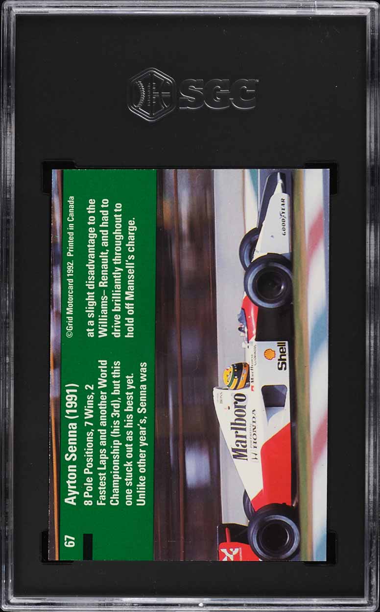 1992 Grid Motorcard Formula 1 Ayrton Senna #67 SGC 8.5 NM-MT+