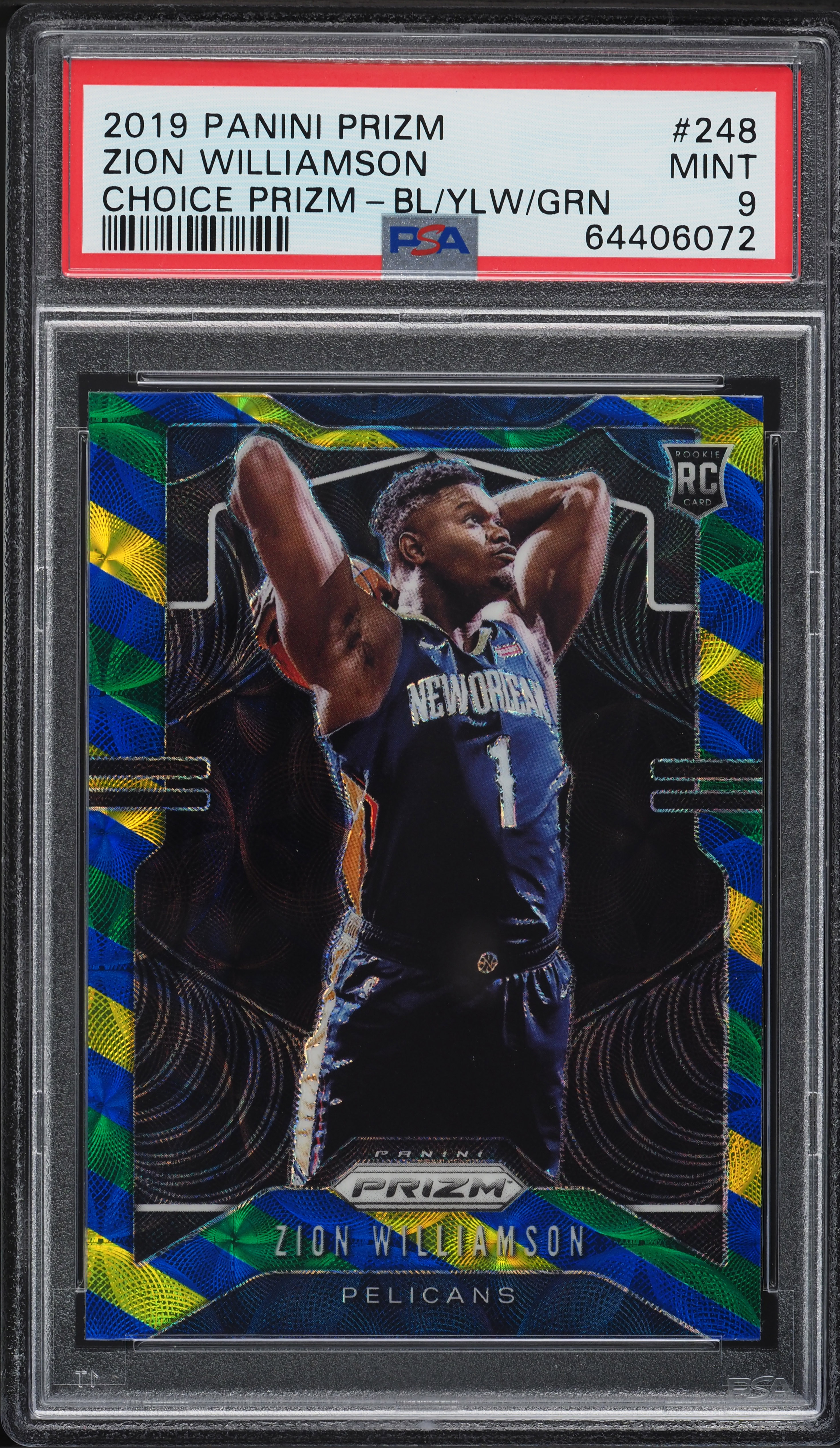 2019 Panini Prizm Choice Blue Yellow Green Zion Williamson ROOKIE