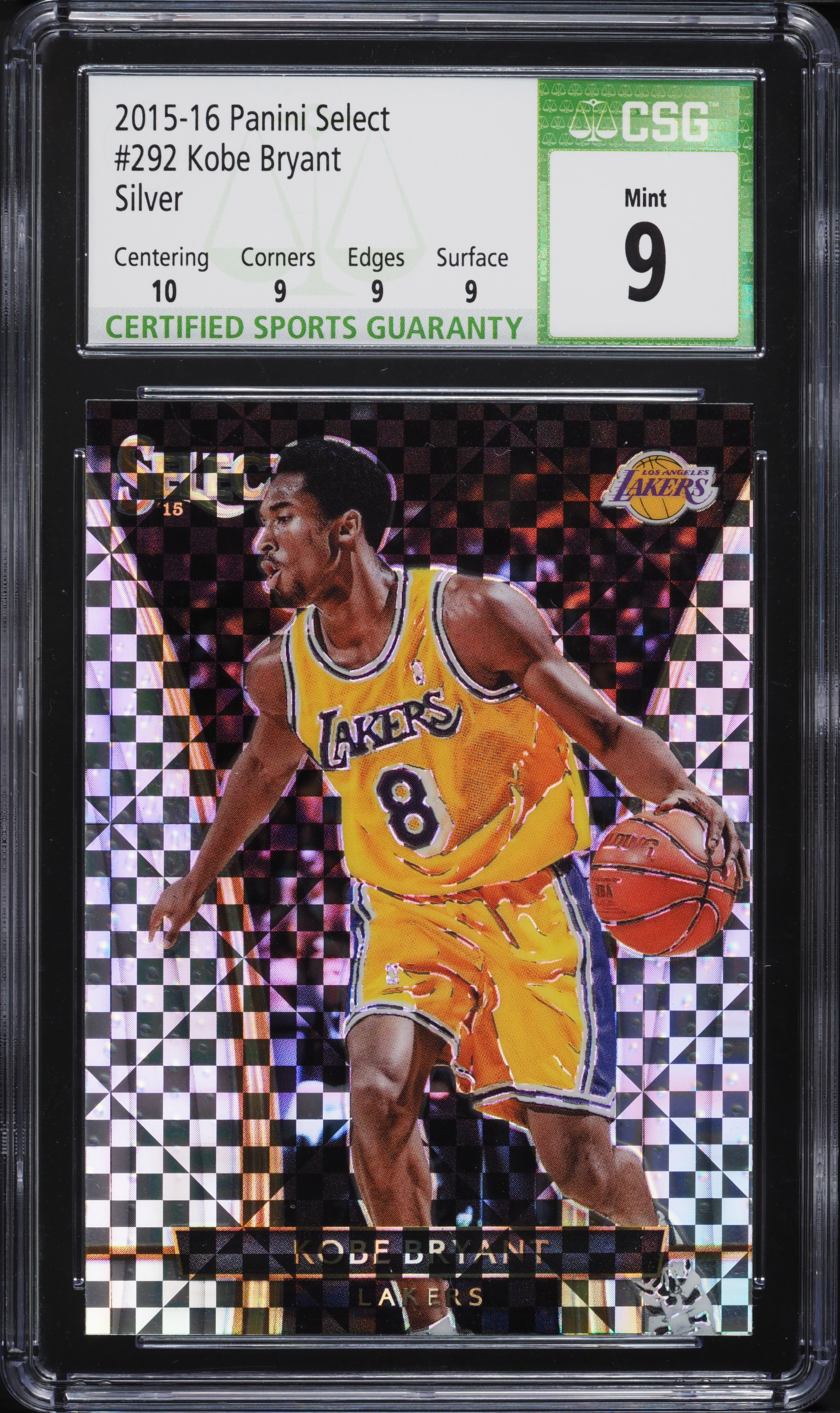 2015 Select Courtside Silver Prizm Kobe Bryant #292 CSG 9 MINT on