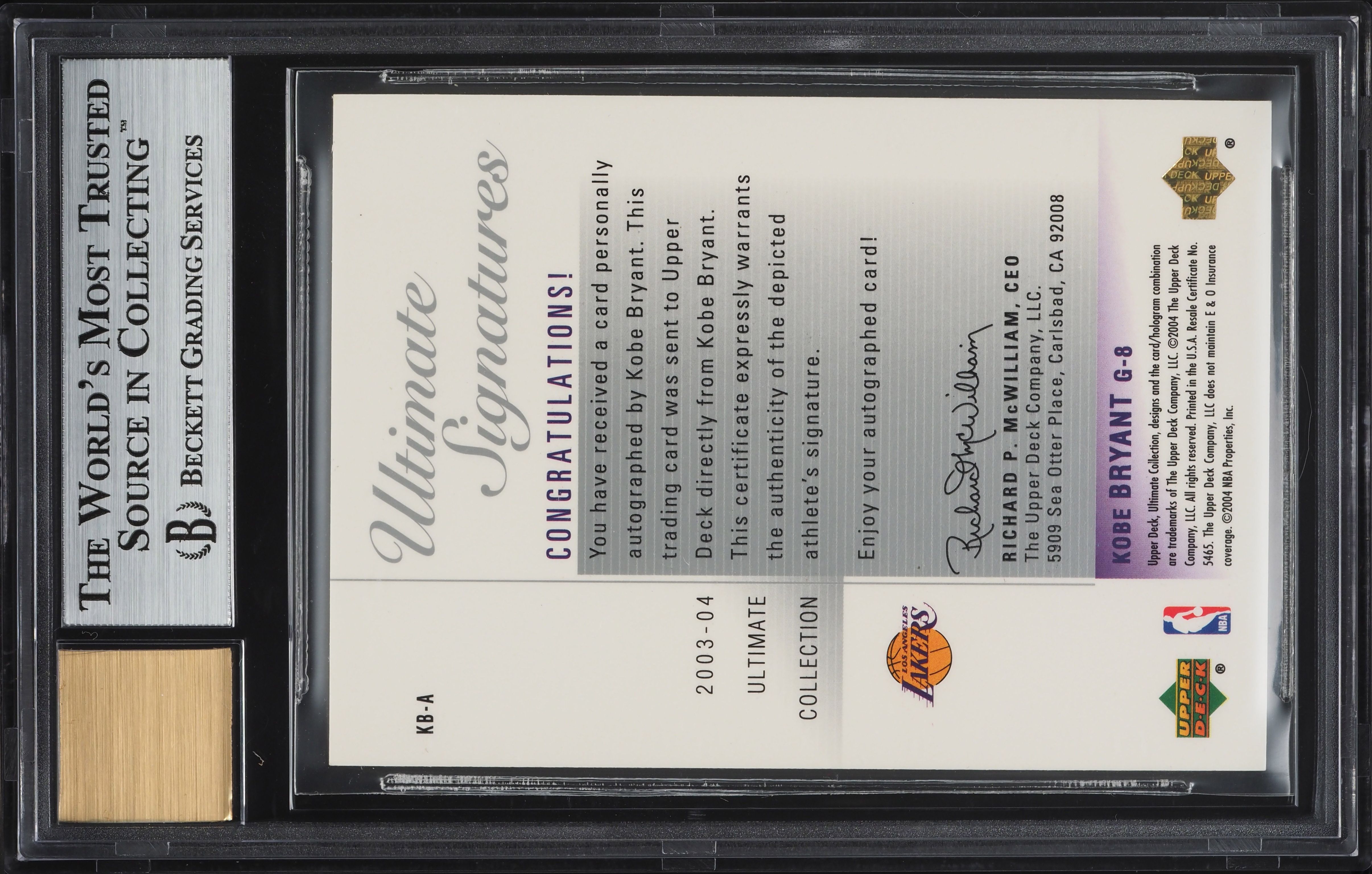 2003 Ultimate Collection Signatures Kobe Bryant AUTO #KB-A BGS 8.5