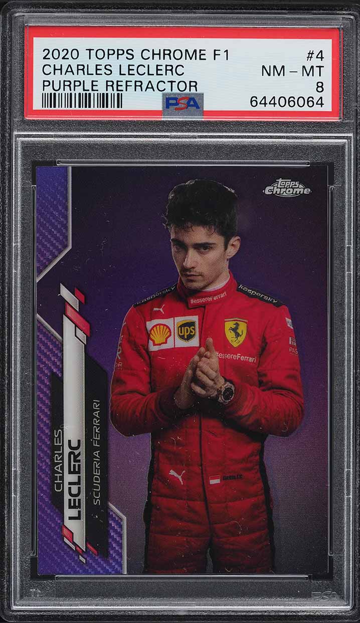 2020 Topps Chrome Formula 1 F1 Purple Refractor Charles Leclerc /399 #4 PSA 8