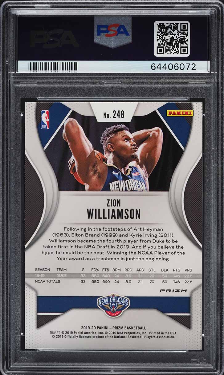 2019 Panini Prizm Choice Blue Yellow Green Zion Williamson ROOKIE
