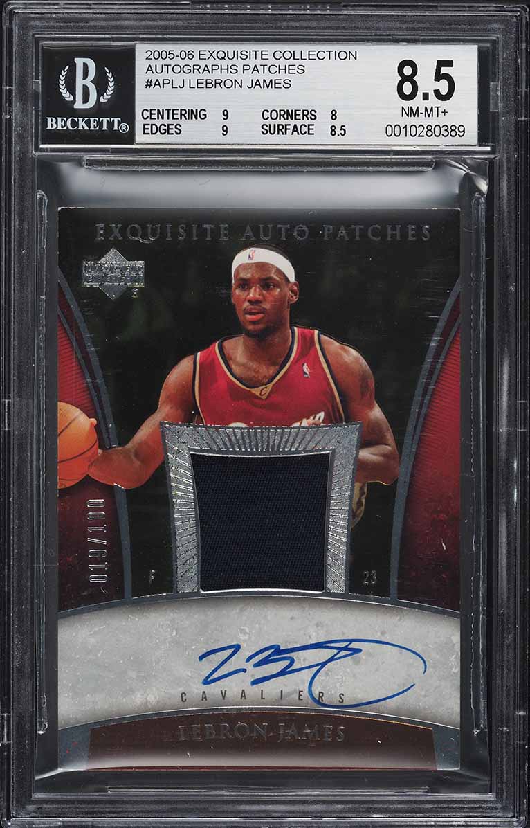 2005 Exquisite Collection LeBron James PATCH AUTO /100 #AP-LJ BGS 8.5 NM-MT+