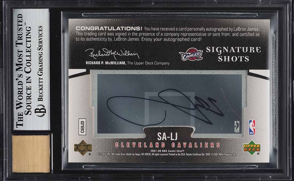 2007 UD Sweet Shot Signature Shots Acetate LeBron James AUTO /25 #SA-LJ BGS 9