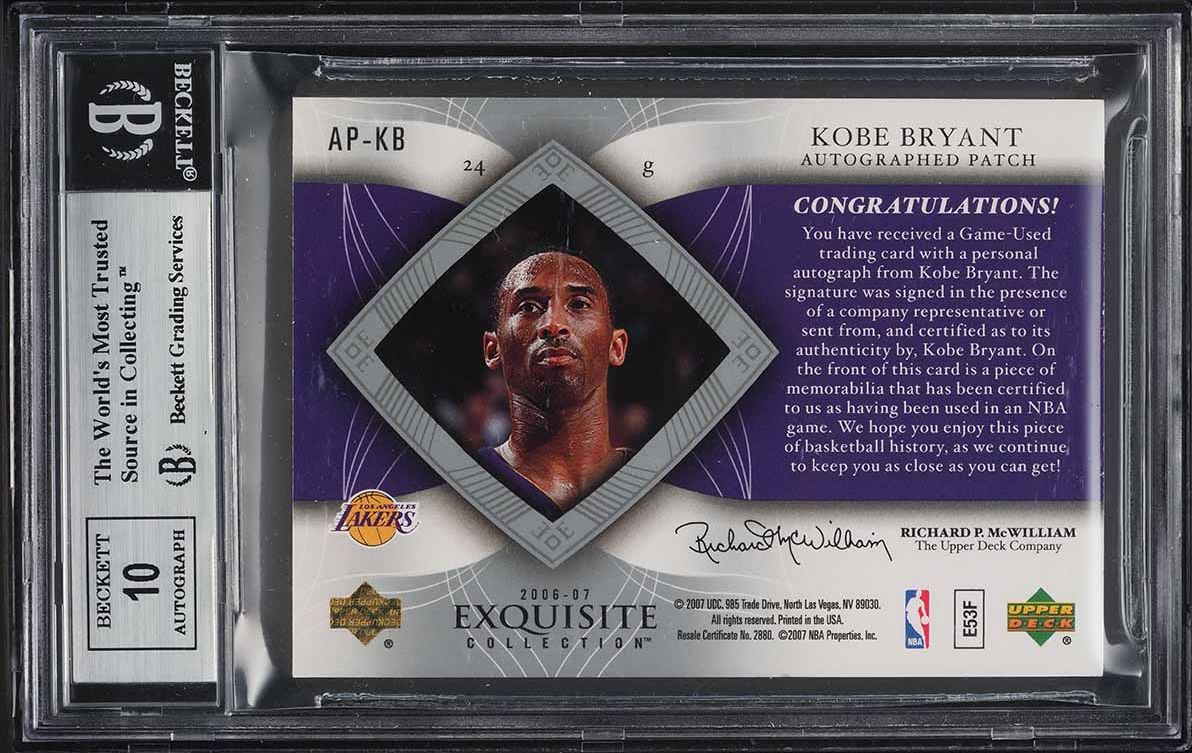2006 Exquisite Collection Kobe Bryant PATCH AUTO /100 #AP-KB BGS 8.5 NM-MT+