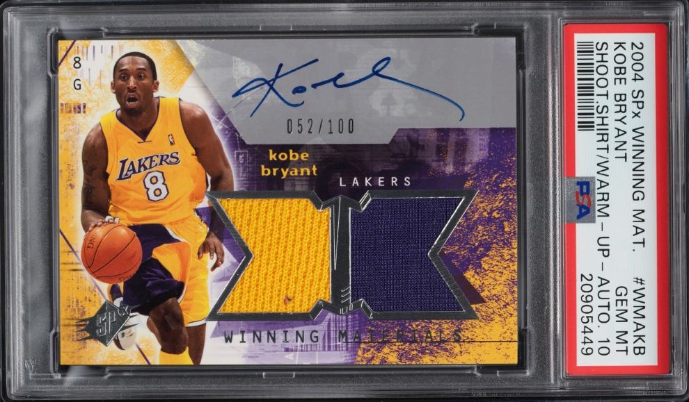 2004 SPx Winning Materials Kobe Bryant PATCH AUTO /100 #WMAKB PSA