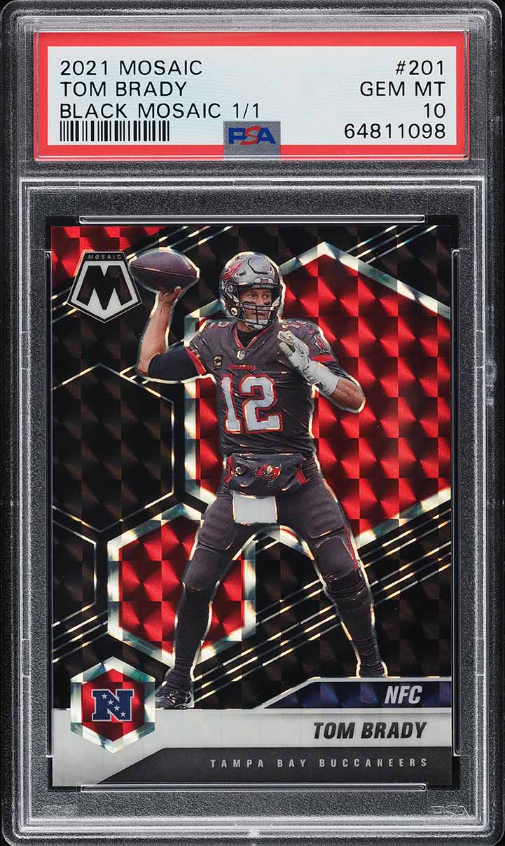 2021 Panini Mosaic Black Prizm Tom Brady 1/1 #201 PSA 10 GEM MINT