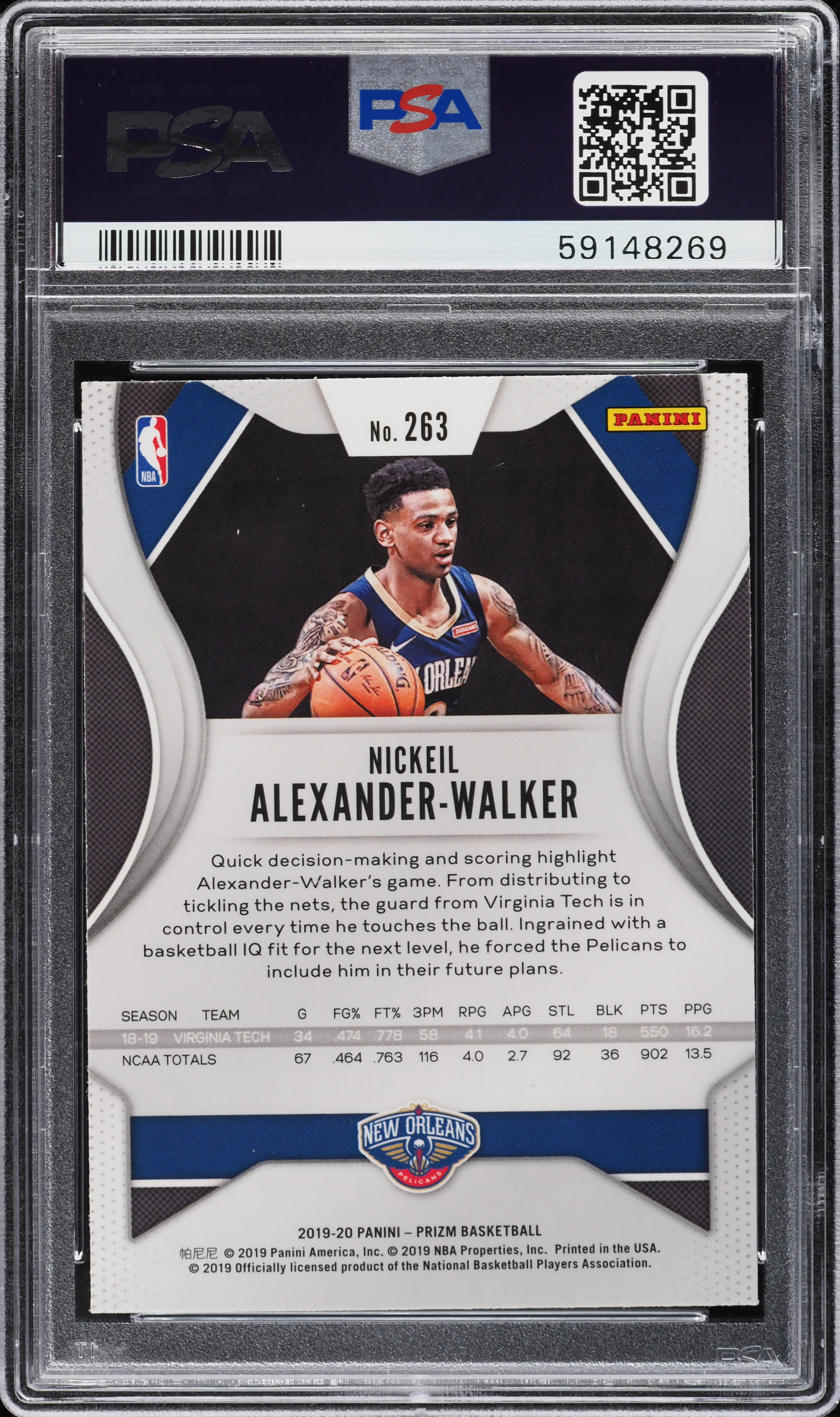 2019 Panini Prizm Nickeil Alexander-Walker ROOKIE #263 PSA 10 GEM