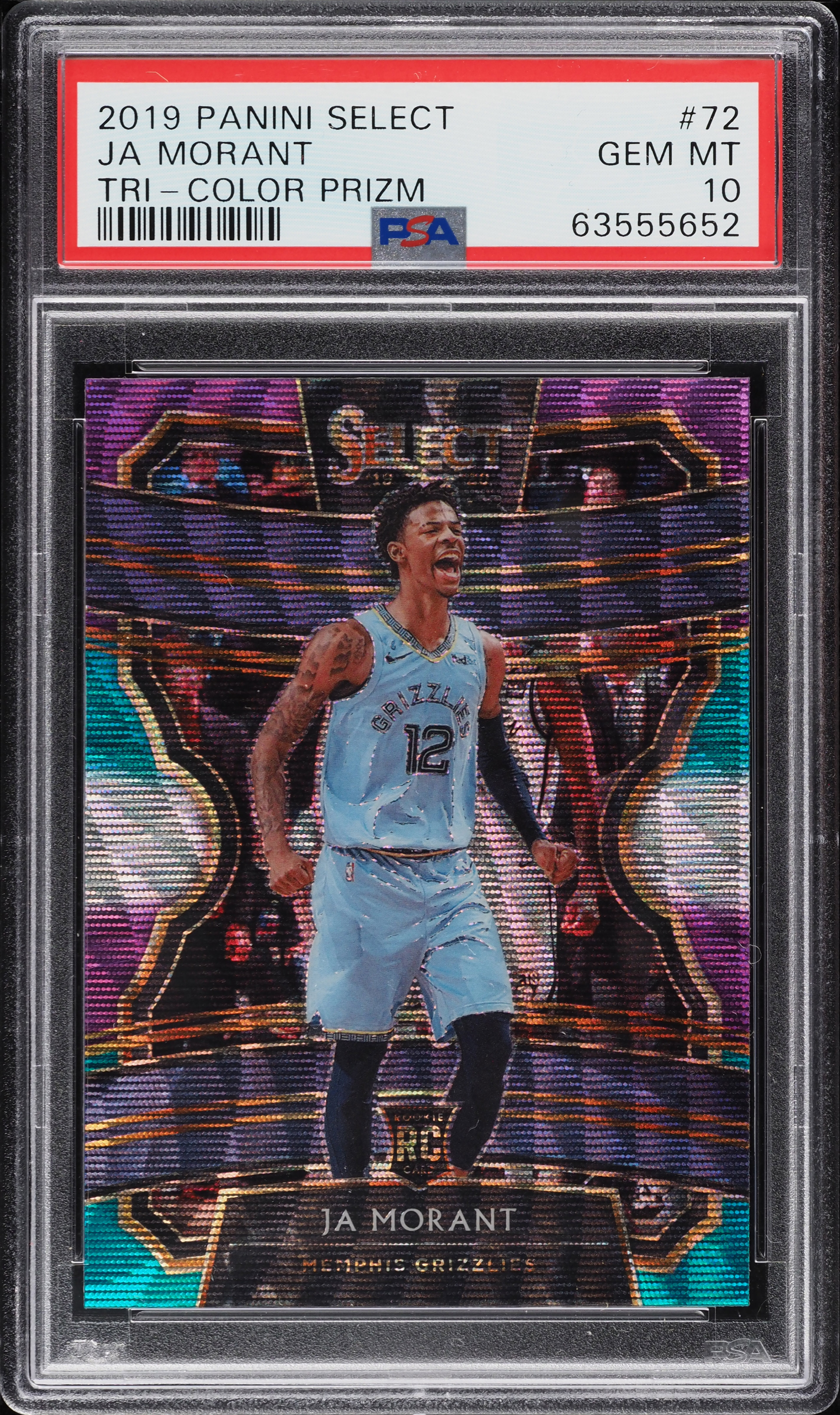 2019 Select Tri-Color Prizms Ja Morant ROOKIE #72 PSA 10 GEM MINT