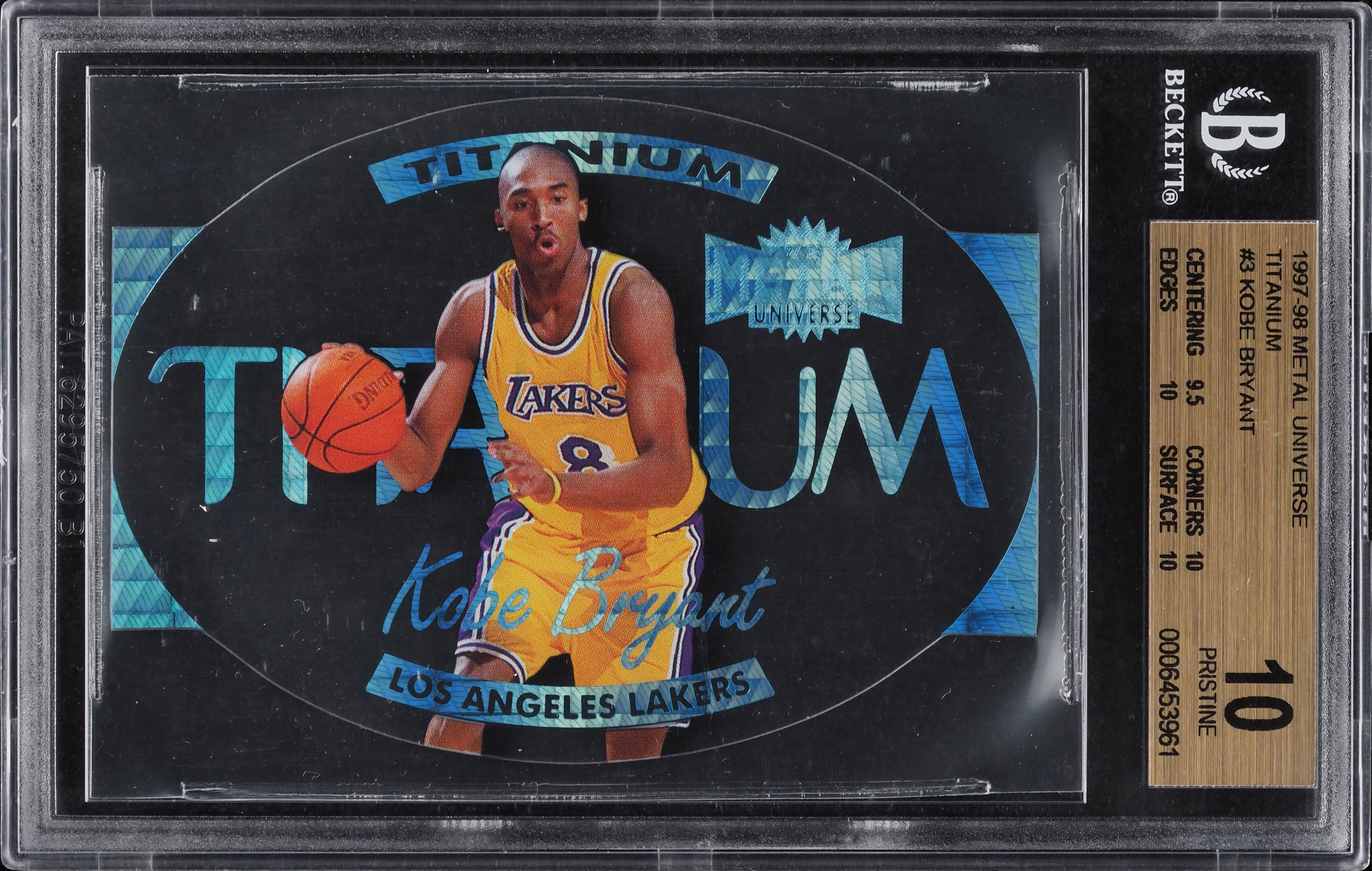 1997 Metal Universe Titanium Kobe Bryant #3 BGS 10 PRISTINE on