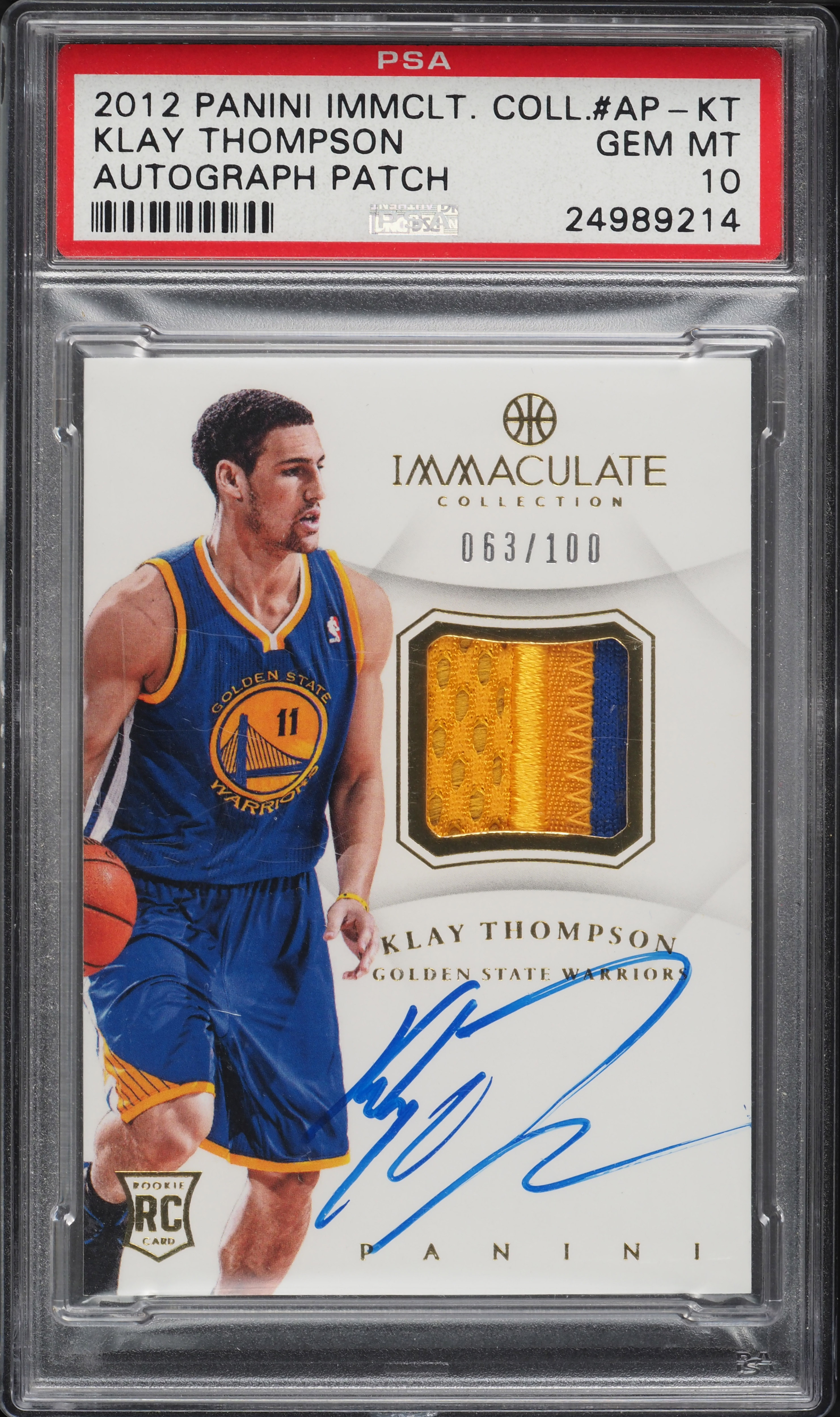 その他 2012 Klay Thompson RC RPA patch auto /25 2012 Immaculate Collection Klay Thompson ROOKIE PATCH AUTO /100