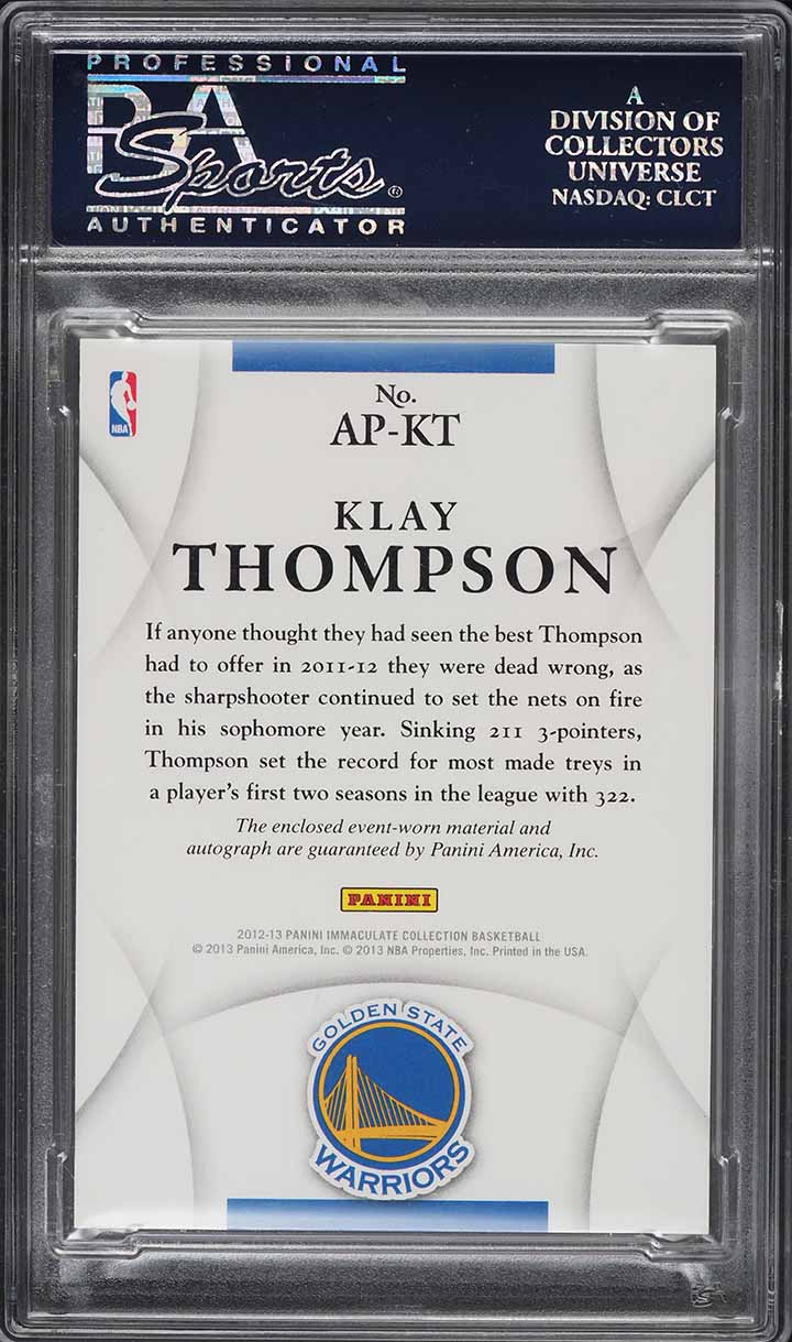 2012 Immaculate Collection Klay Thompson ROOKIE PATCH AUTO /100