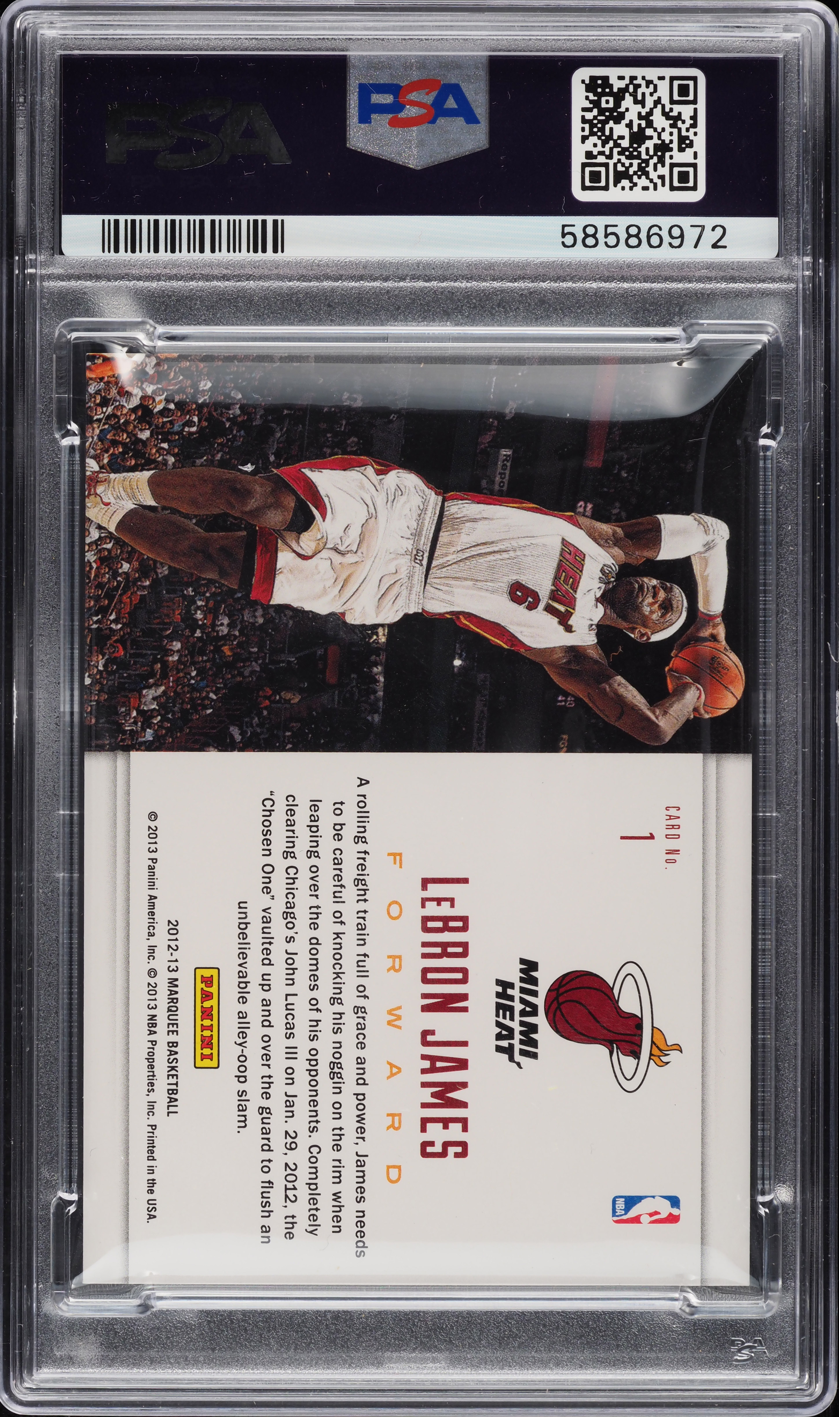 2012 Panini Marquee Slam Dunk Legends LeBron James #1 PSA 9 MINT