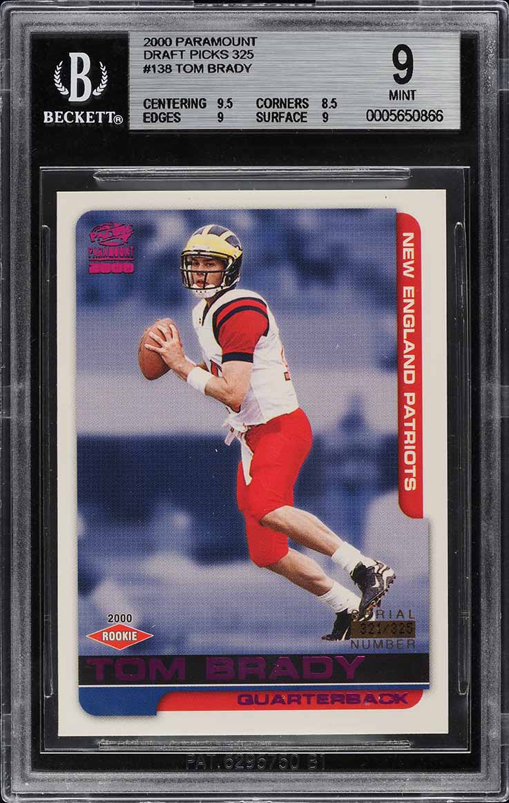 2000 Pacific Paramount Draft Picks Tom Brady ROOKIE /325 #138 BGS 9 MINT