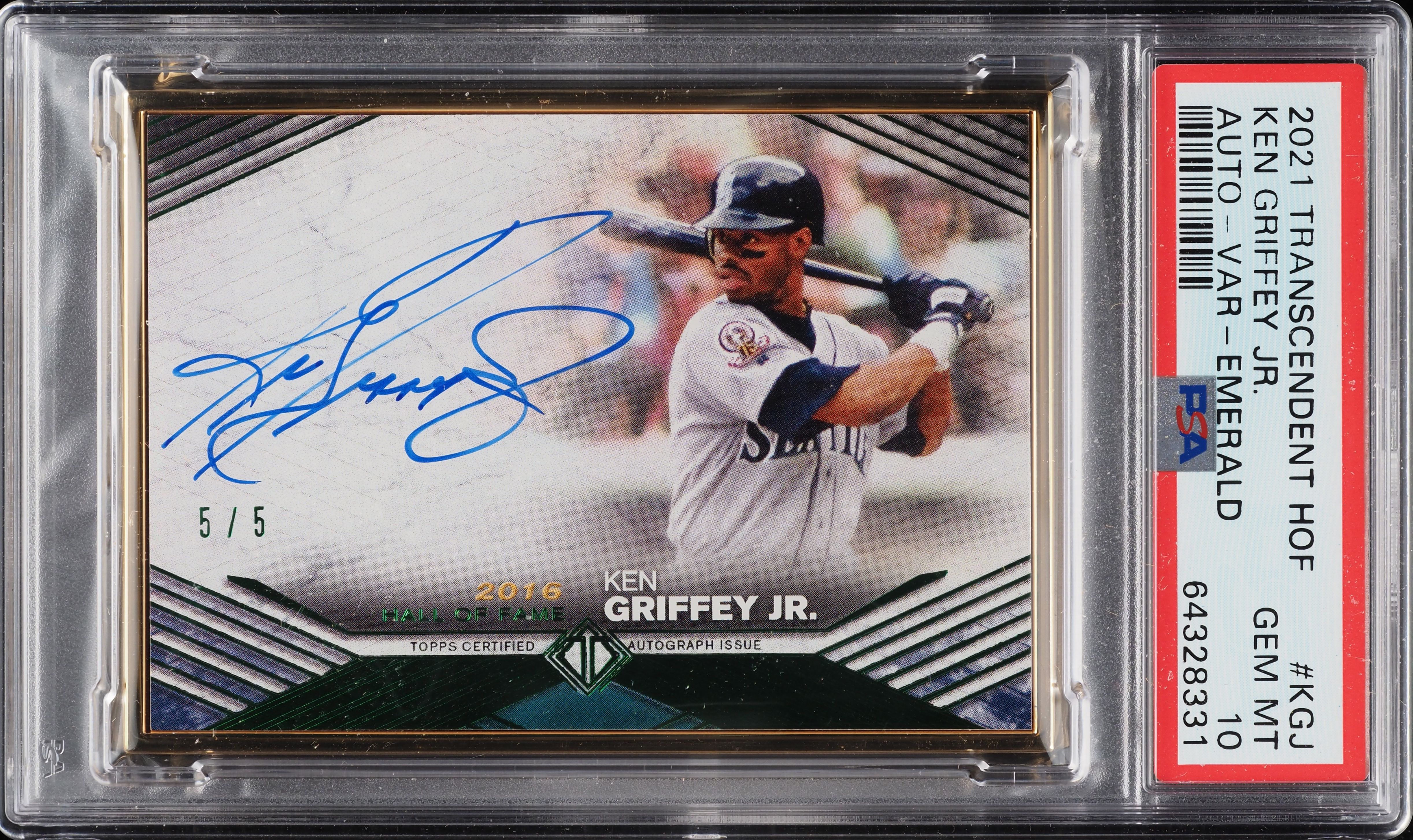 gmm Force シークレット カード 2021 Topps Transcendent HOF Emerald Ken Griffey Jr. AUTO 5/5 PSA