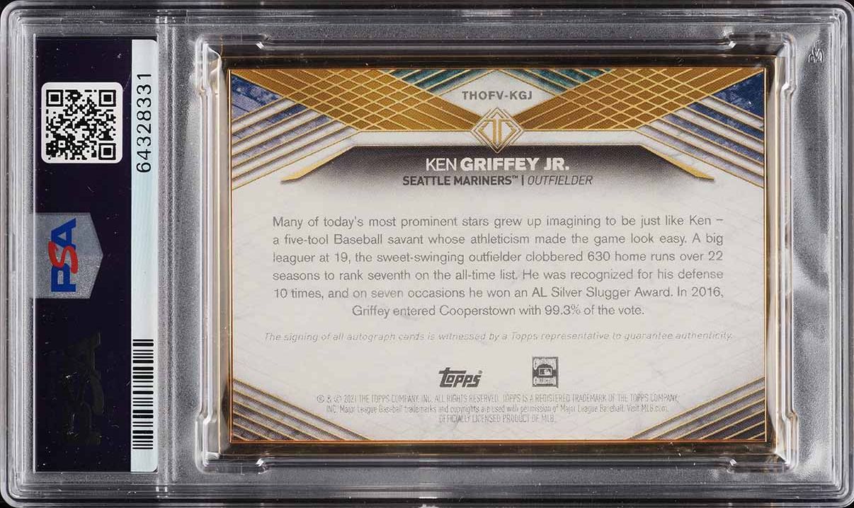 2021 Topps Transcendent HOF Emerald Ken Griffey Jr. AUTO 5/5 PSA