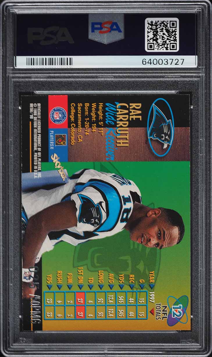 1998 Metal Universe Precious Metal Gems PMG Rae Carruth /50 #12 PSA 9 MINT