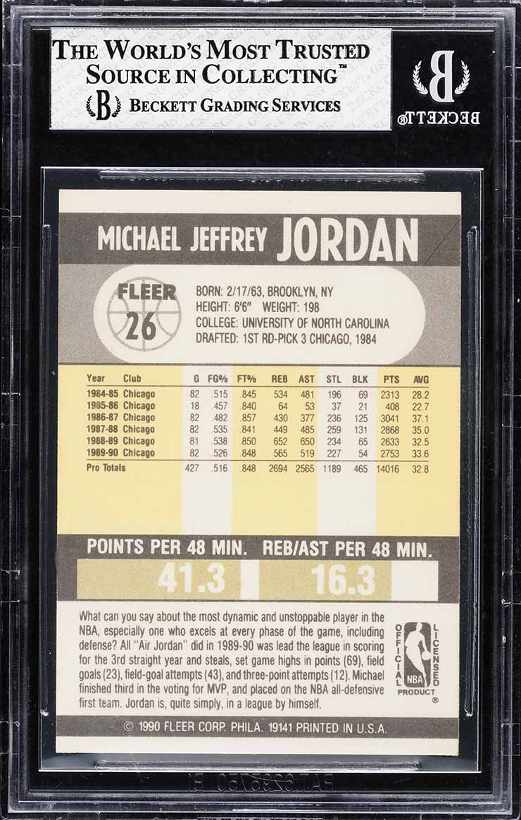 1990 Fleer Basketball Michael Jordan #26 BGS 7 NRMT