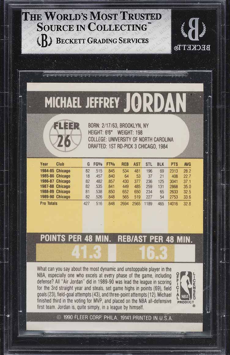 1990 Fleer Basketball Michael Jordan #26 BGS 7.5 NRMT+