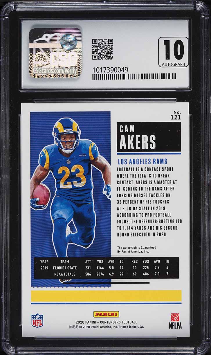 2020 Panini Contenders Cam Akers ROOKIE AUTO #121 CSG 9.5 GEM MINT