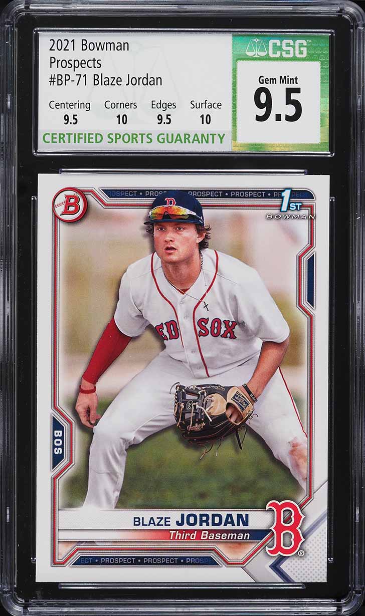 2021 Bowman Prospects Blaze Jordan ROOKIE #BP-71 CSG 9.5 GEM MINT