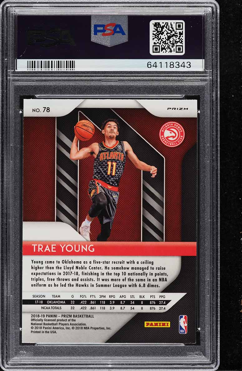 2018 Panini Prizm Silver Trae Young ROOKIE #78 PSA 10 GEM MINT