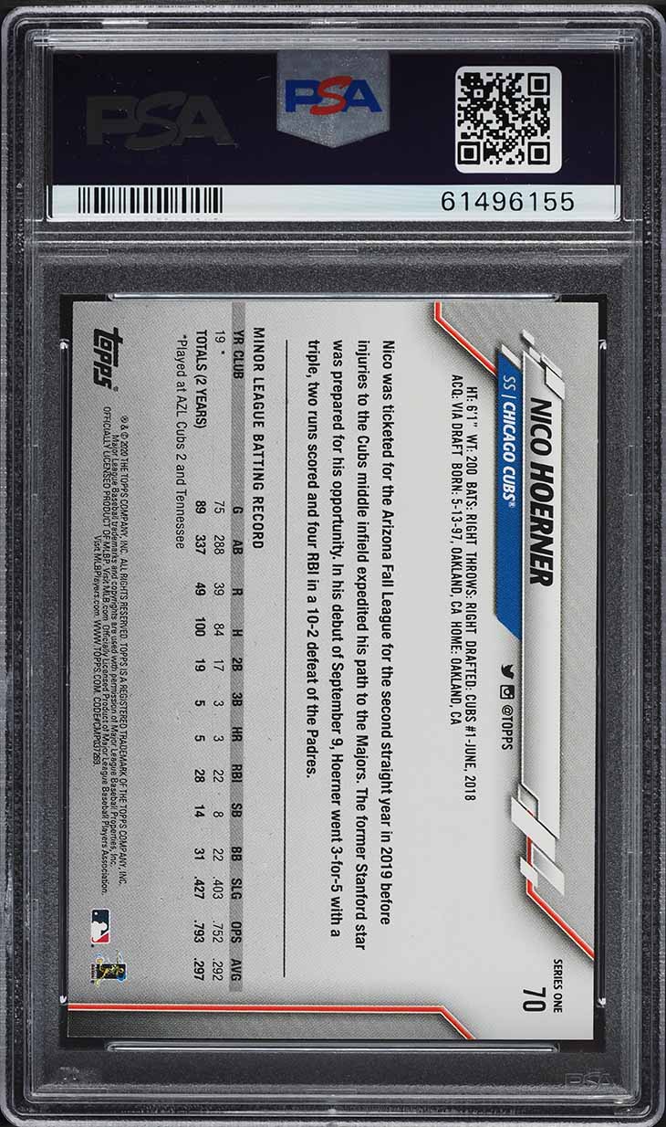 2020 Topps Complete Set Gold Stars Nico Hoerner ROOKIE #70 PSA 10 GEM MINT