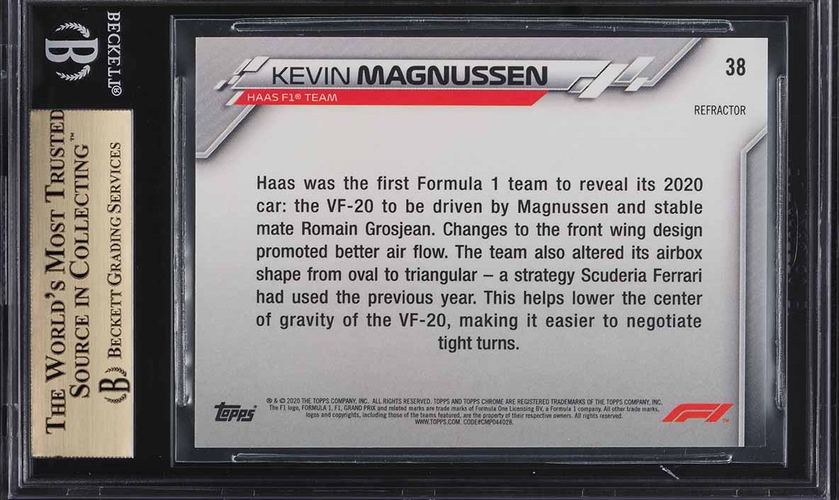 2020 Topps Chrome Formula 1 F1 Refractor Kevin Magnussen #38 BGS 9.5 GEM MINT