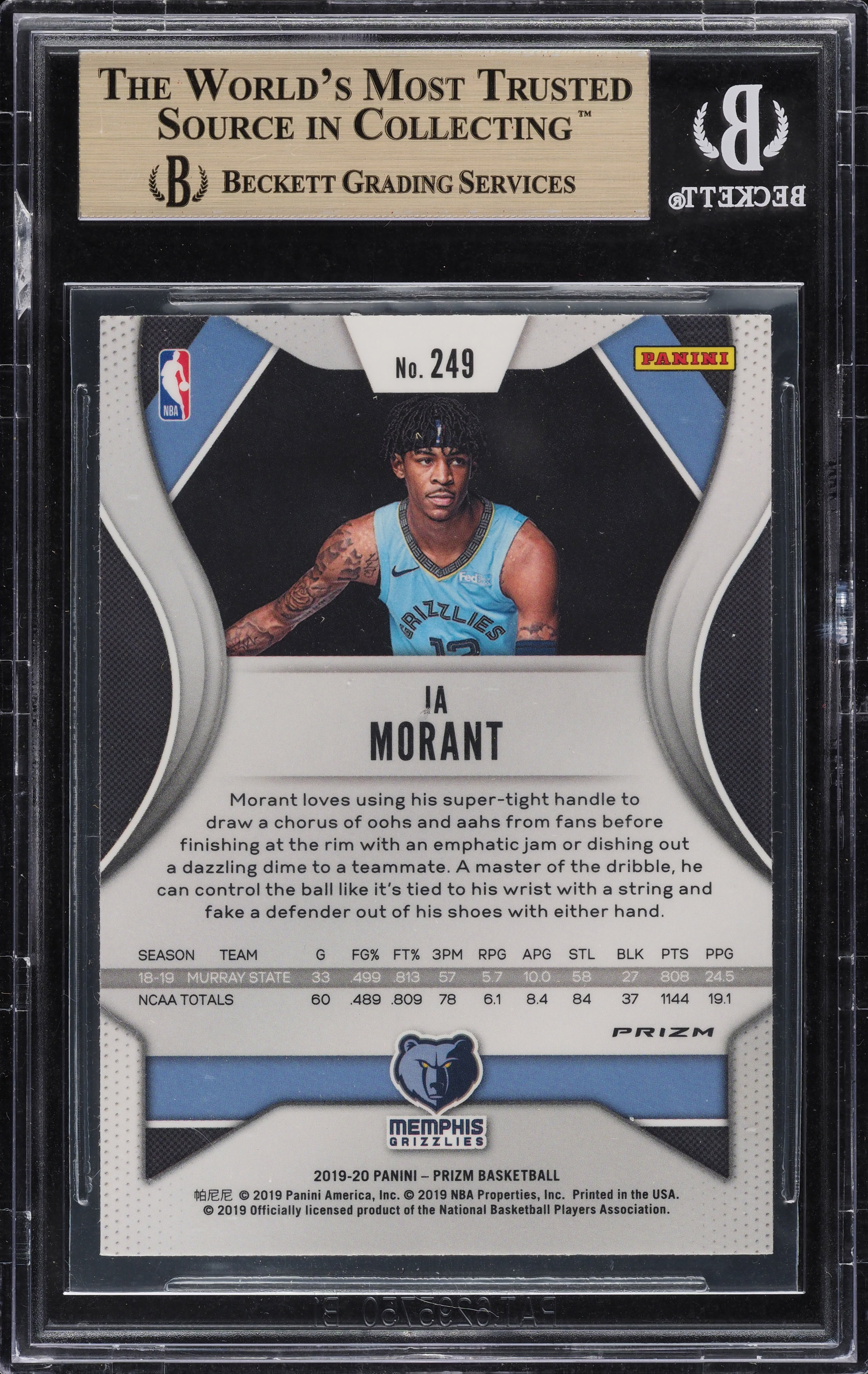 2019 Panini Prizm Ja Morant #249 Silver