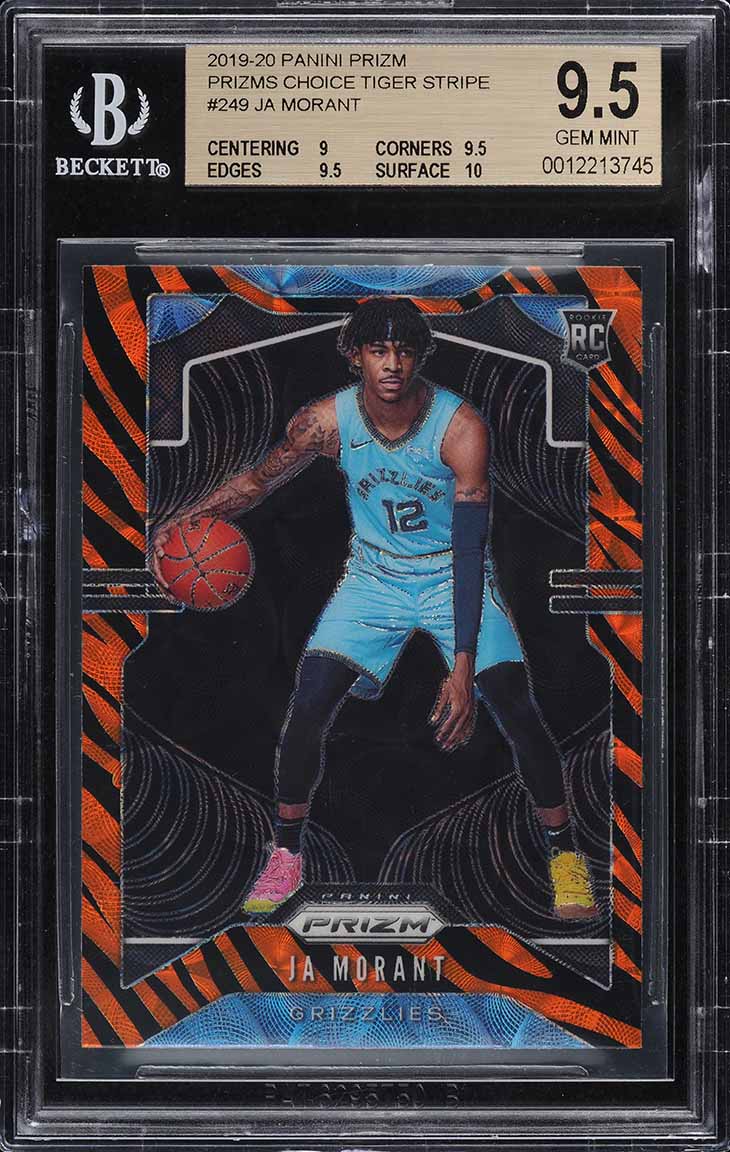 2019 Panini Prizm Choice Tiger Stripe Ja Morant ROOKIE #249 BGS 9.5 GEM MINT