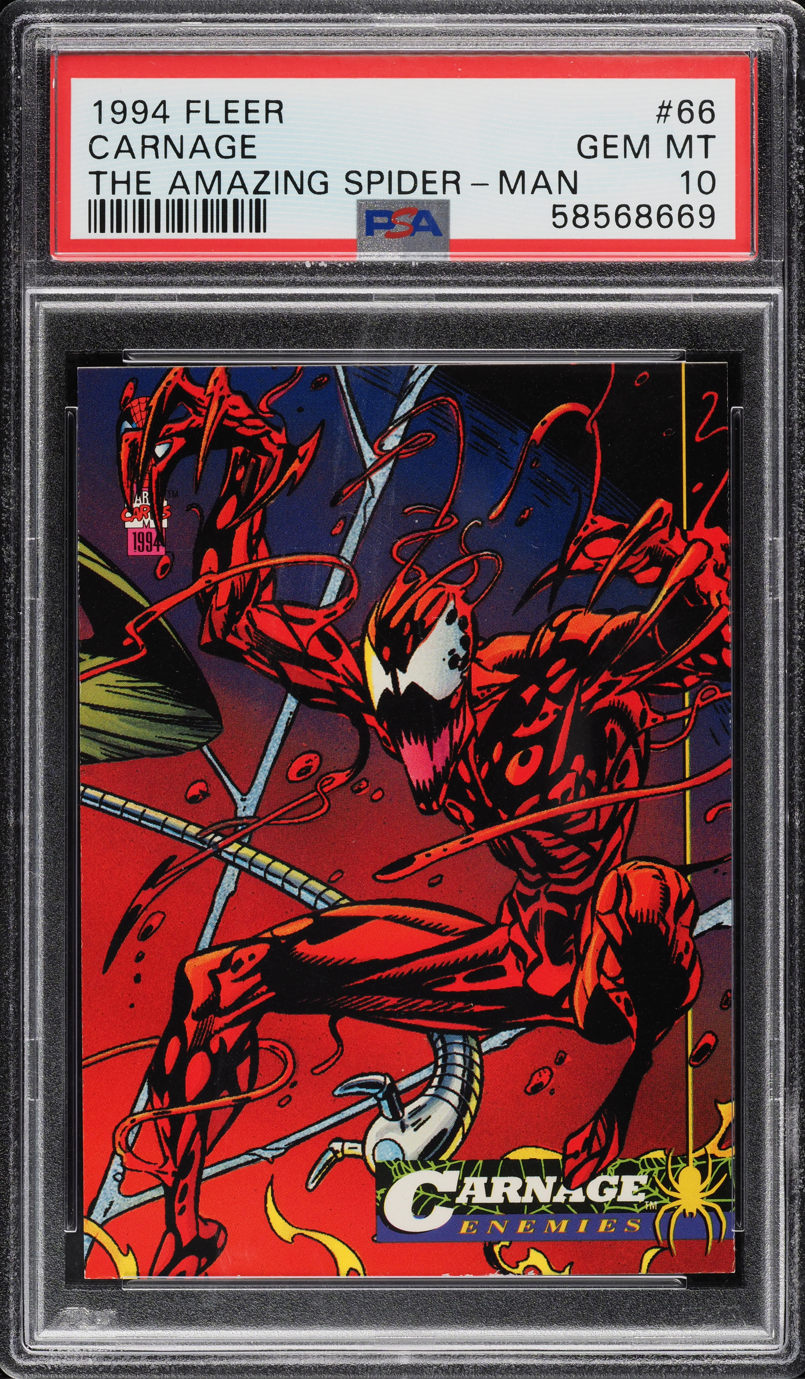 1994 Fleer The Amazing Spider-Man Carnage #66 PSA 10 GEM MINT on