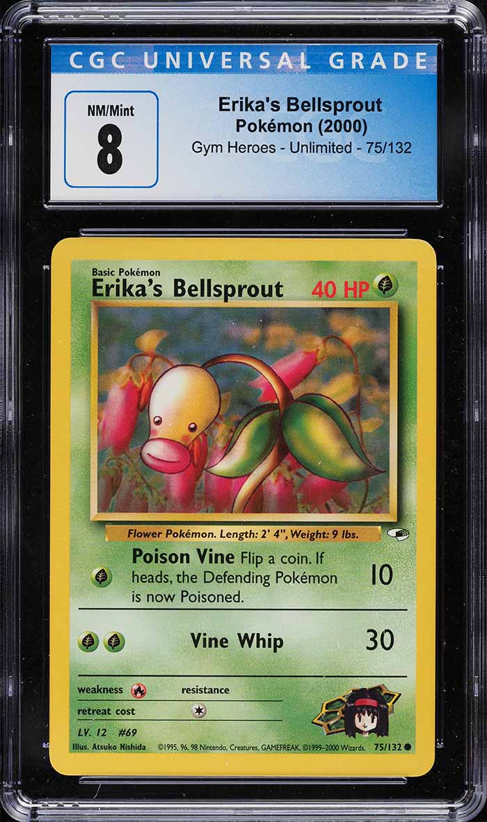 2000 Pokemon Gym Heroes Erika's Bellsprout #75 CGC 8 NM-MT