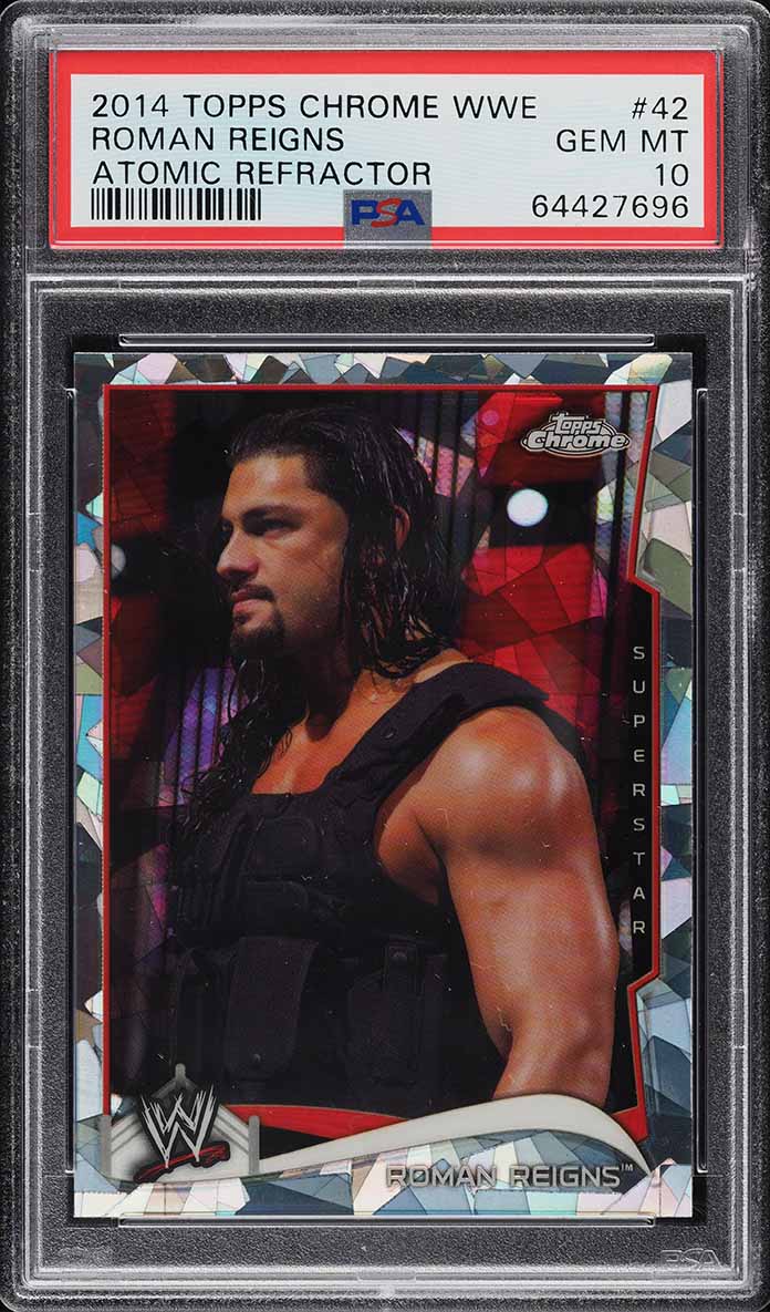 2014 Topps Chrome WWE Atomic Refractor Roman Reigns #42 PSA 10 GEM MINT