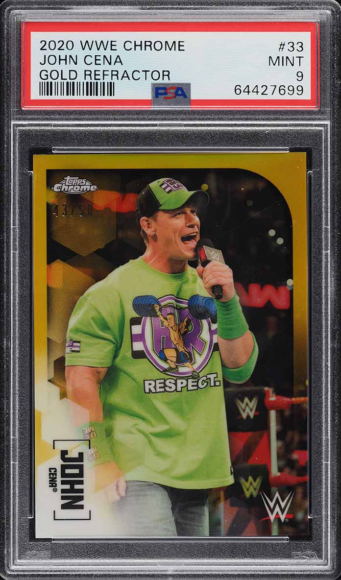 2020 Topps WWE Chrome Gold Refractor John Cena /50 #33 PSA 9 MINT