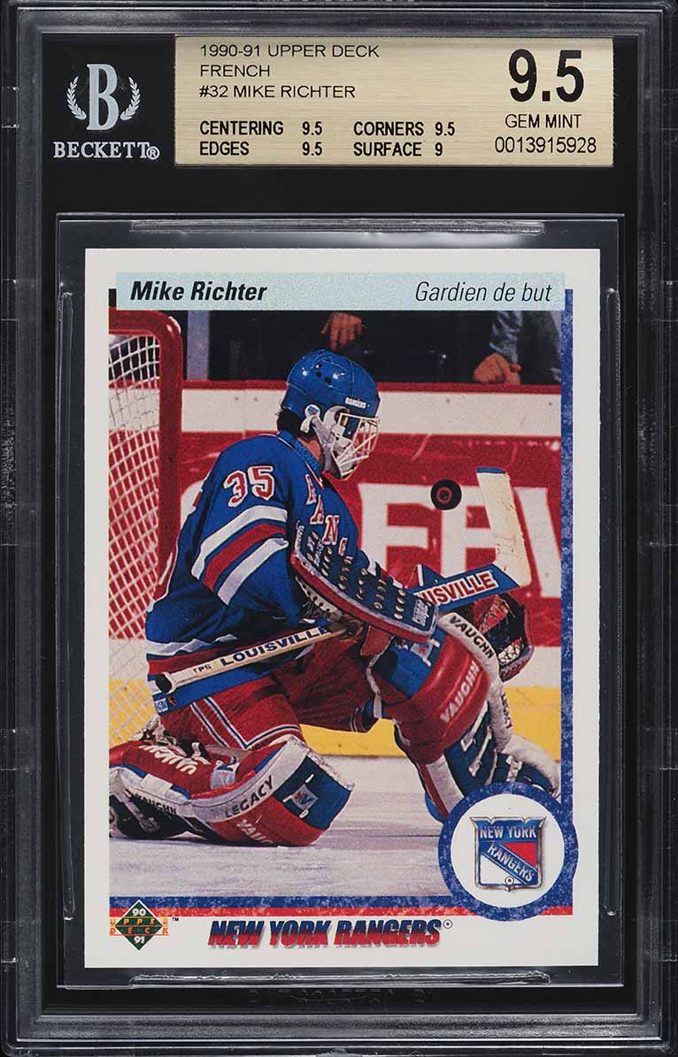 1990 Upper Deck French Mike Richter ROOKIE #32 BGS 9.5 GEM MINT