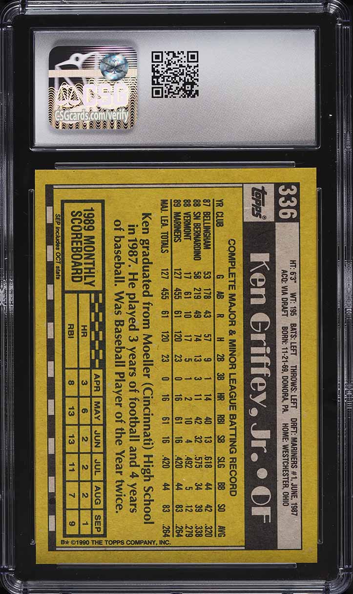 1990 Topps Ken Griffey Jr. #336 CSG 9.5 MINT+