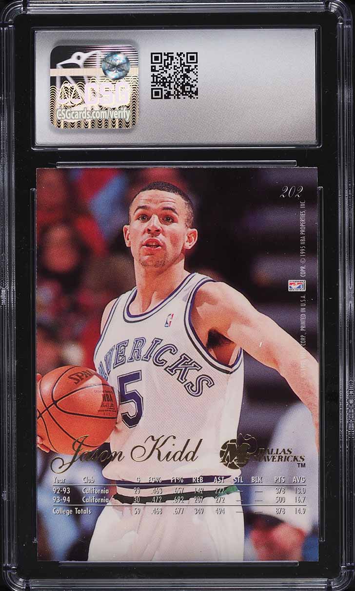 1994 Flair Basketball Jason Kidd ROOKIE #202 CSG 9 MINT