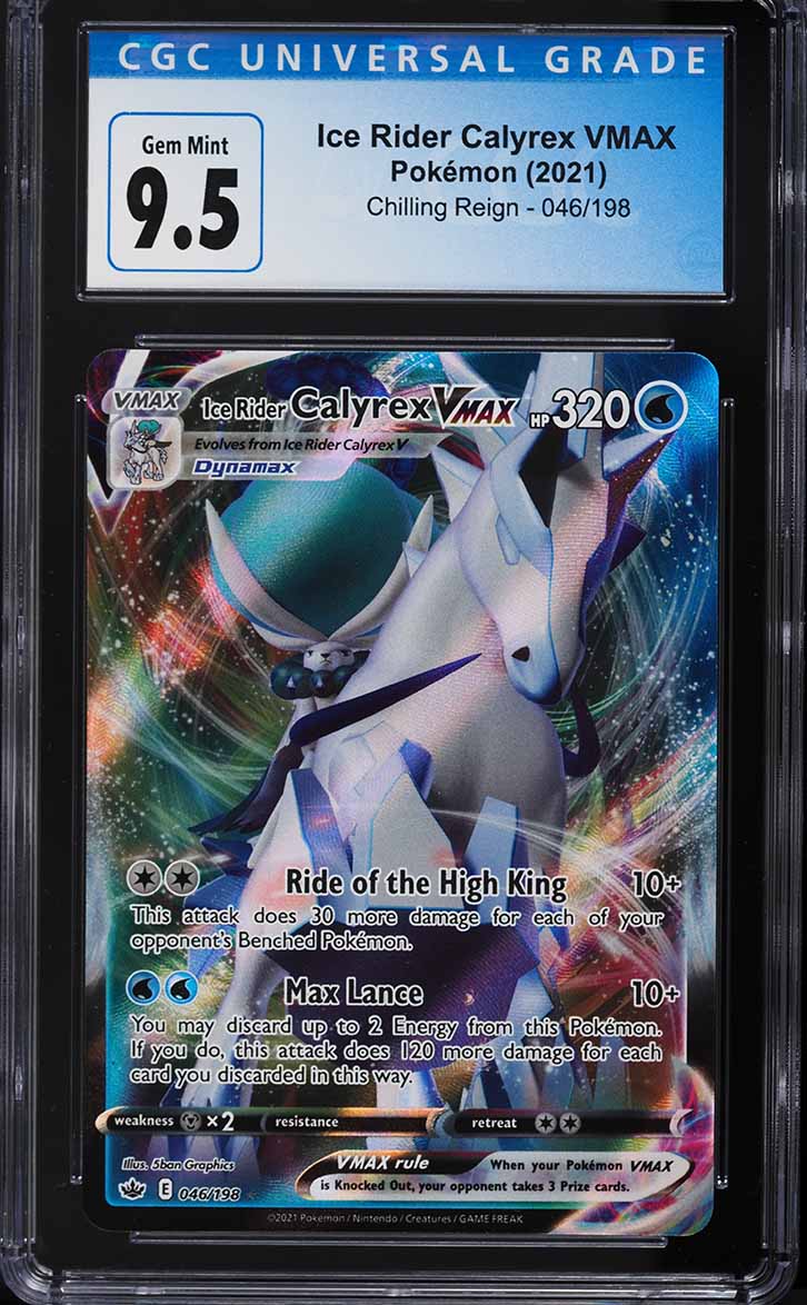 2021 Pokemon SWSH Chilling Reign Full Art Ice Rider Calyrex VMAX #46 CGC 9.5