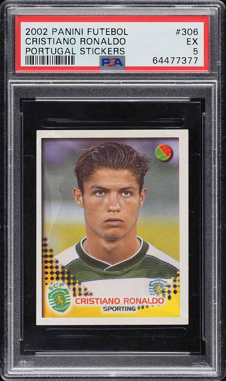 2002 Panini Futebol Portugal Stickers Cristiano Ronaldo ROOKIE #306 PSA 5 EX