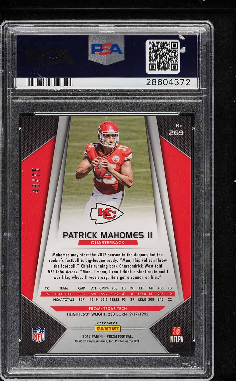 2017 Panini Prizm Purple Crystals Patrick Mahomes II ROOKIE /75 #269 PSA 10