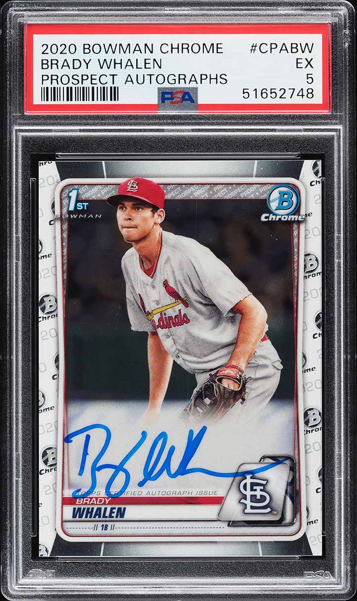2020 Bowman Chrome Prospect Brady Whalen ROOKIE AUTO #CPABW PSA 5 EX