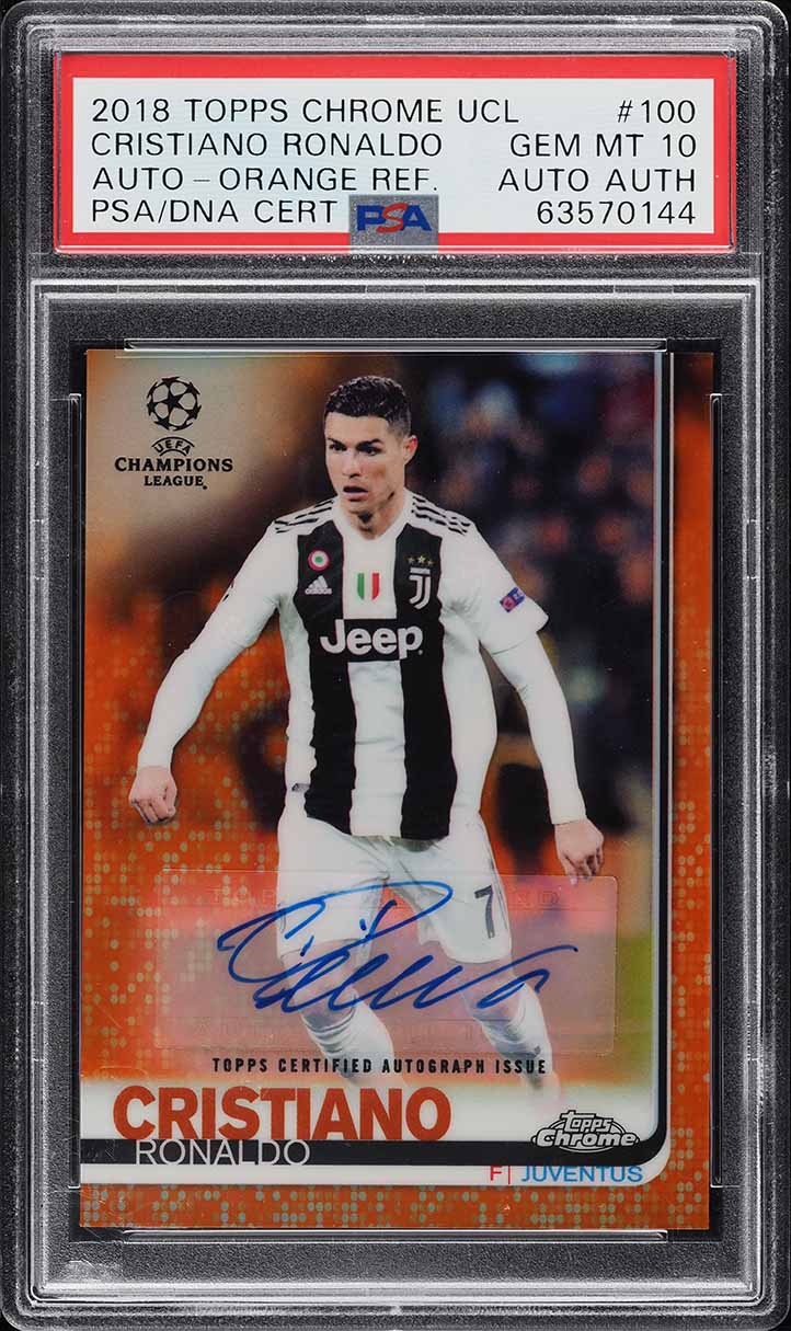 2018 Topps Chrome UEFA Orange Refractor Cristiano Ronaldo AUTO /25