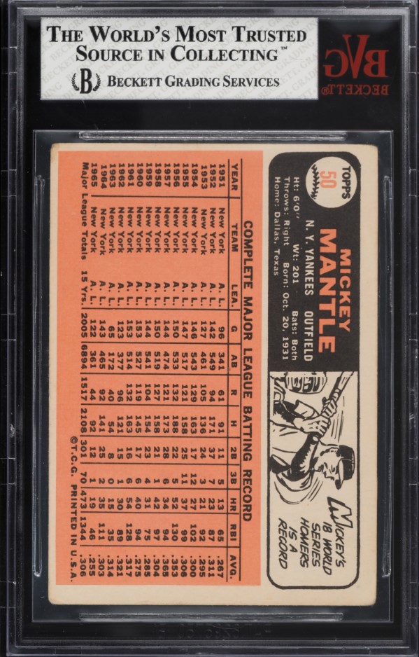 1966 Topps Mickey Mantle #50 BVG 3 VG
