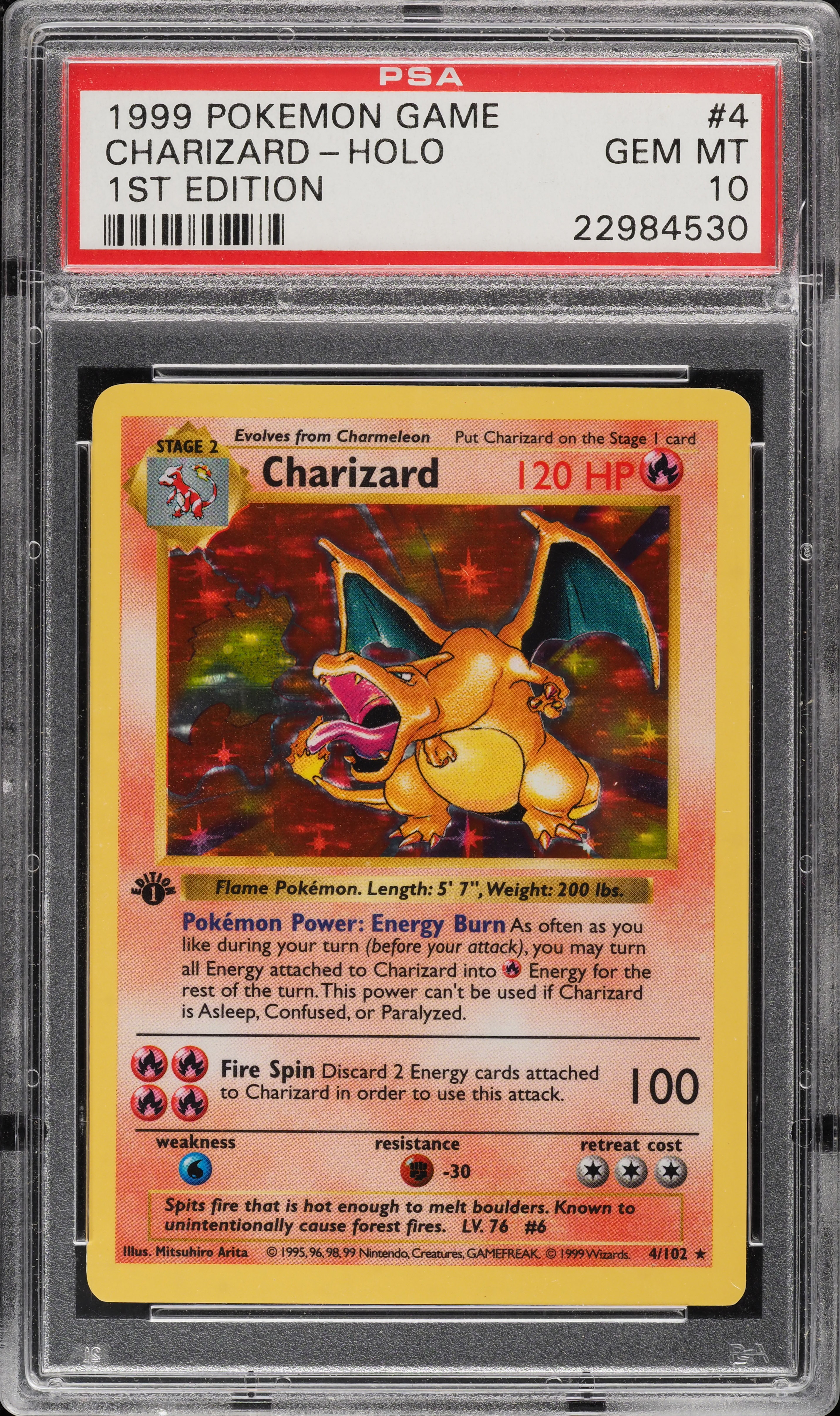 1999 Pokemon Base Set Shadowless 1st Edition Holo Charizard #4 PSA 10 GEM MINT