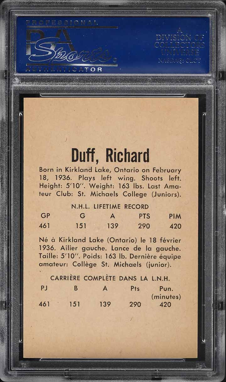 1962 Parkhurst Dick Duff #2 PSA 8 NM-MT