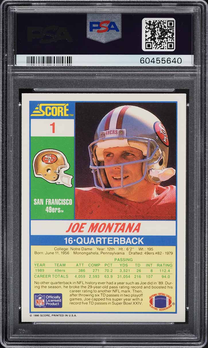 1990 Score Football Joe Montana #1 PSA 8 NM-MT