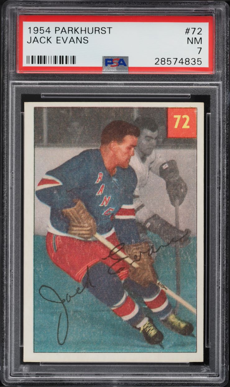 1954 Parkhurst Jack Evans #72 PSA 7 NRMT