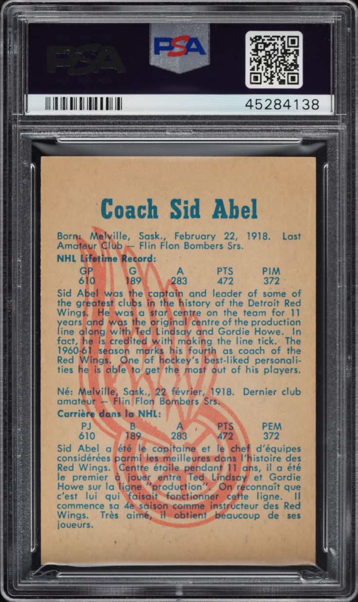 1960 Parkhurst Coach Sid Abel #23 PSA 9 MINT