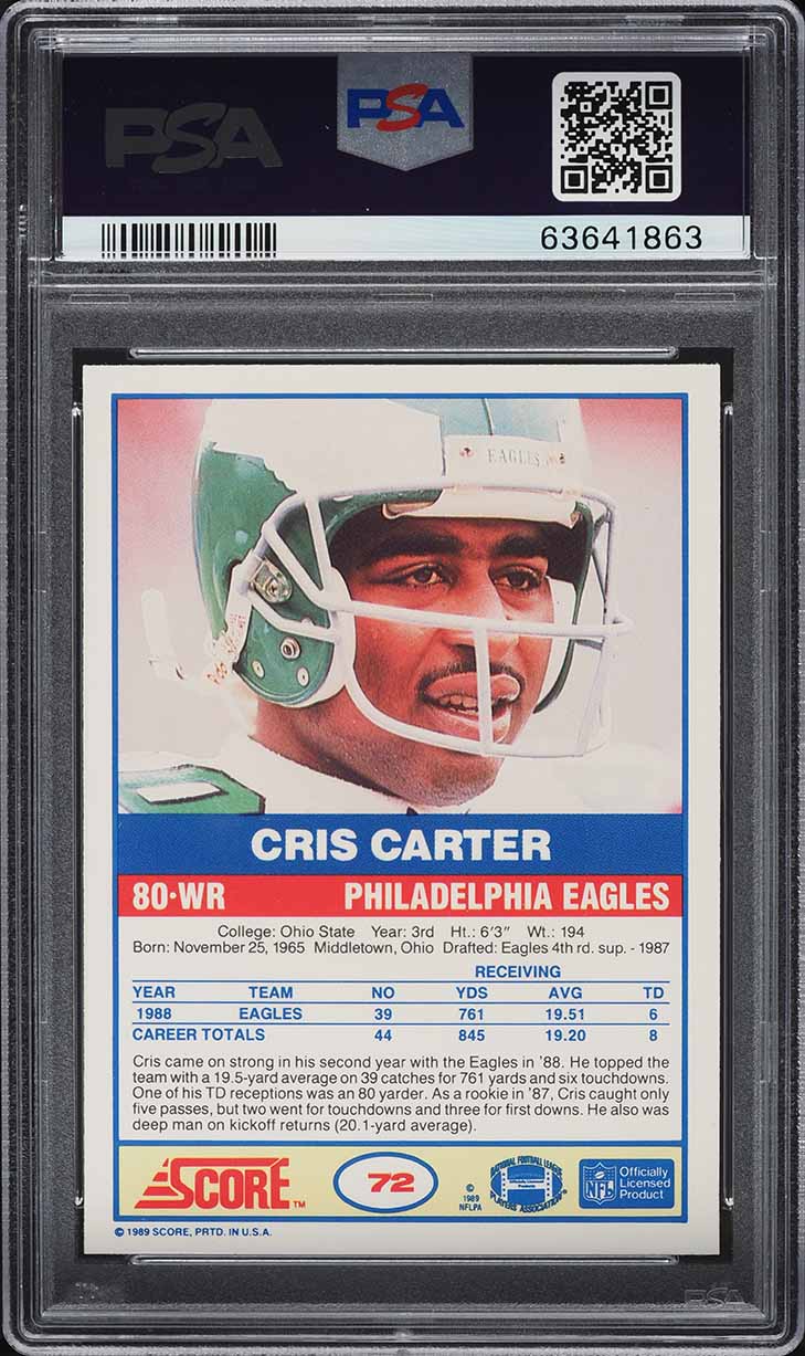 1989 Score Football Cris Carter ROOKIE #72 PSA 5 EX